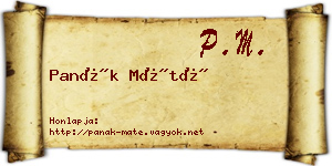 Panák Máté névjegykártya